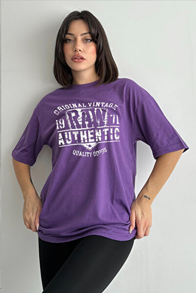 Stendhal Γυναικείο μωβ Raw αυθεντικό μπλουζάκι με λαιμόκοψη με λαιμόκοψη