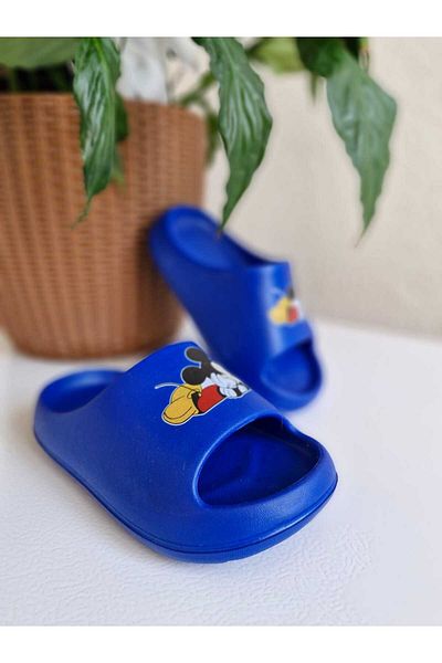 AkınalBella papuci casual pentru baieti cu talpa deschisa cu imprimeu micimouse albastru pentru piscina de plaja