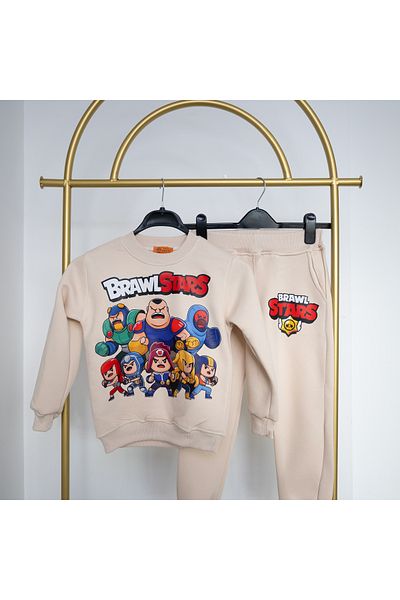 BookOrBook Brawlstars Beige - 3 Thread Premium Raster Kids Tracksuit Set