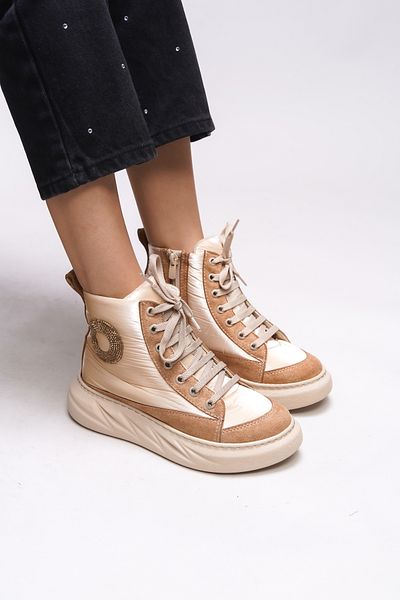 Riccon Ezakaela Beige Γυναικείες Μπότες - 0012285