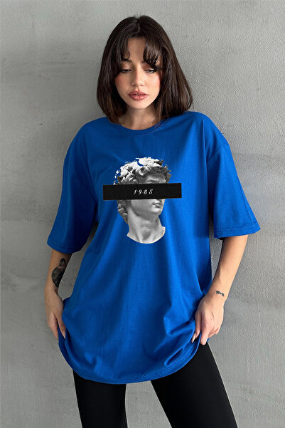 Stendhal Tricou supradimensionat pentru damă, albastru 1985 David Statue, cu ...