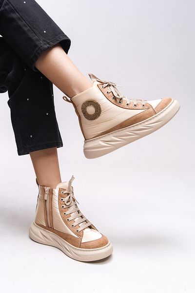 Riccon Ezakaela Beige Γυναικείες Μπότες - 0012285