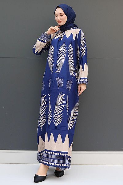 GİZ AGİYİM Νυχτερινό Μπλε Φόρεμα Hijab
