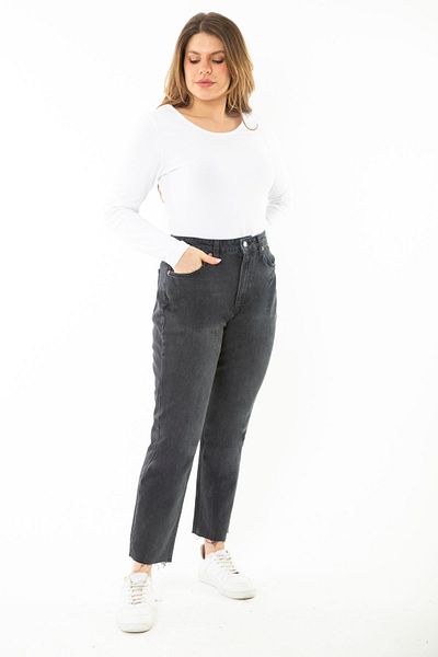 Şans Women's Plus Size Anthracite 5 Pockets High Waist Jeans 65N38721