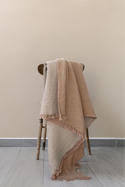 Barine Памучно 4-слойно покривало за диван Cocoon, кафяво/светлокафяво, 130x170