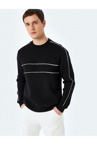 Koton Cotton Blended Long Sleeve Raised Bias Crew Neck Sweatshirt