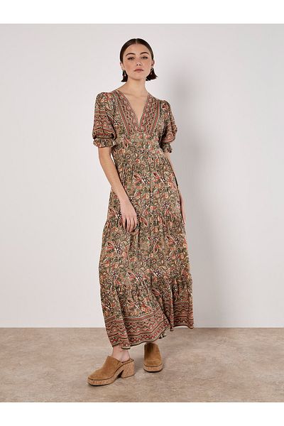 Apricot Sarasa Maxikleid Mit Blumenmuster