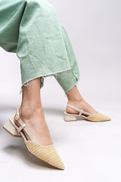 Riccon Ivethion Women's Pointed Toe Straw Heels - 0012340   Skin