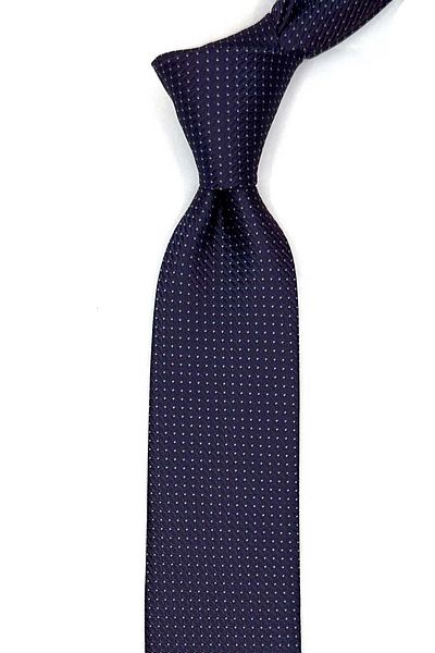 Kravatkolik Navy Blue - Brown Dot Pattern Slim Tie Sk8004
