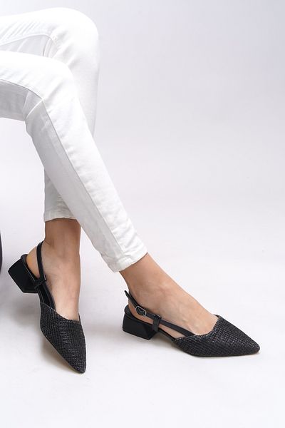 Riccon Pantofi cu toc pentru femei Ivethion, negri, cu vârf ascuțit - 0012340   Spatele deschis