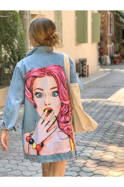 poupee Jachetă de blugi cu model Pop-Art - Jachetă de blugi