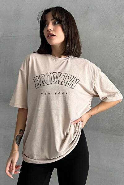 Stendhal Γυναικείο μπλουζάκι μπλουζάκι με στάμπα Brooklyn New York Crew Neck ...