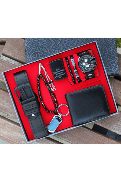saat&istasyonu Erkek Kol Saat Seti Erkek Tesbih Çakmak Bileklik Erkek Kemer C...