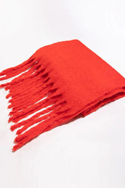 hijabchi Solid Color Puff Shawl - Winter Neck and Shoulder Shawl - Red
