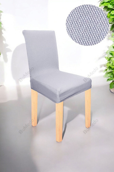 Bumedo Bal Peteği Likralı Spandex Kumaş Yıkanabilir Tüylenmez Sandalye Kılıfı Tekli Sandalye Örtüsü-açıkgri