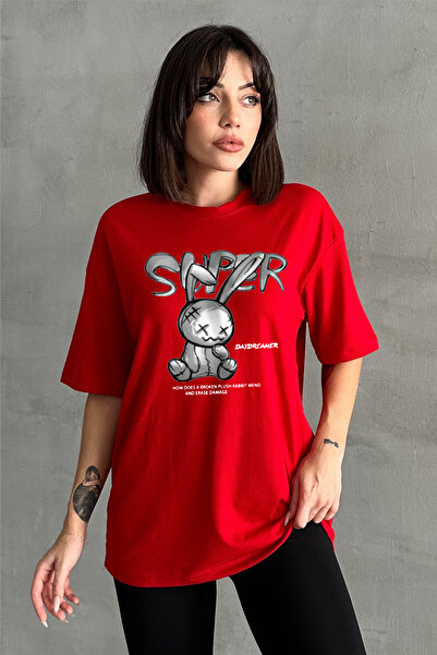 Stendhal Γυναικείο μπλουζάκι με κόκκινο σούπερ βελούδινο κουνέλι με στάμπα με...