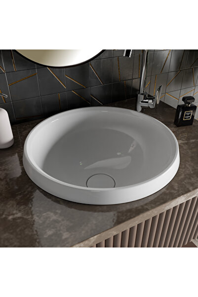 Livabo Lıvıo 470x350x200mm,antibakteriyel Tezgah Üstü Ve Ankastre,gizli Giderli Beyaz Akrilik Lavabo