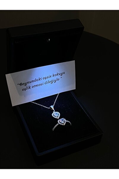 VELİT VOLA Işıklı Kutud Ra Kolye Yüzük Seti Ciddi Ilişki Yüzüğü Sevgililer Gü...