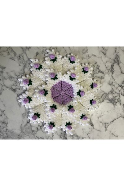 RENGARENG Hand Knitted Bud Motif Lilac Fiber
