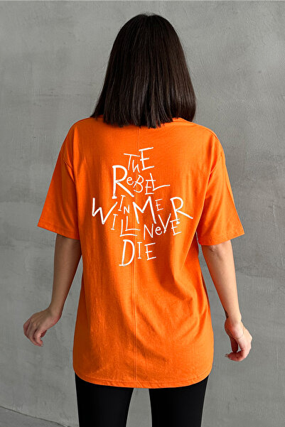 Stendhal Γυναικείο πορτοκαλί μπλουζάκι The Rebel με στάμπα με λαιμόκοψη