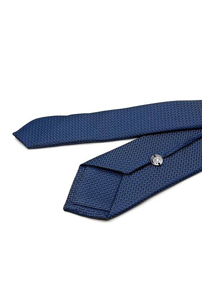 Kravatkolik Navy Blue - Smoked Dot Pattern Slim Tie Sk7999