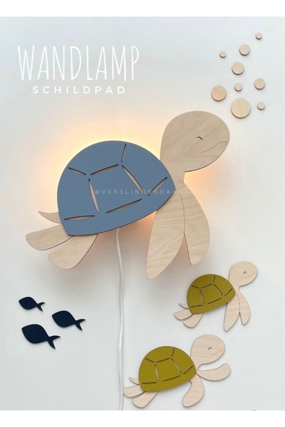 Genel Markalar Kaplumbağa Caretta Çocuk Odası İçin Ahşap Dekoratif Elektrikli...