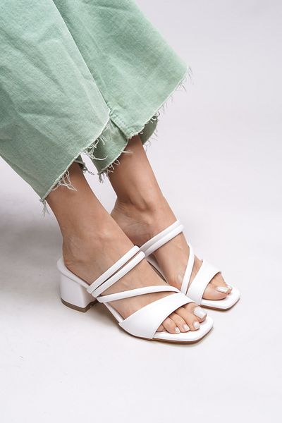 Riccon Lesnalue White Skin Damen-Hausschuhe mit Absatz - 0012115