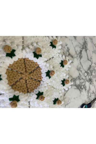 RENGARENG Hand Knitted Coffee Bud Motif Fiber