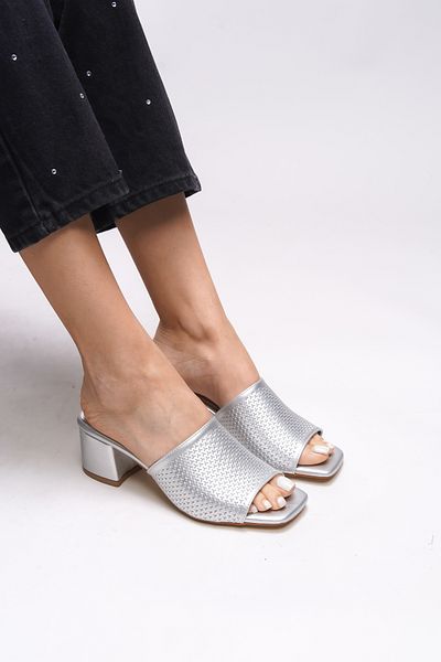 Riccon Janriara 0012128   Model Silver Skin Women's Heeled Slippers