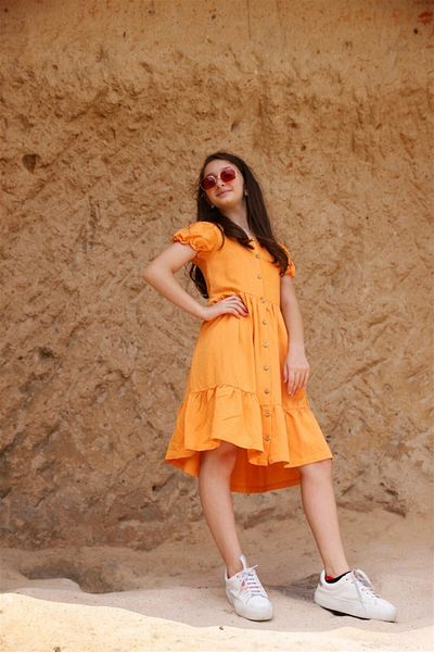 NK Girl's Orange Berrin Gilet Dress for Ages 08-14