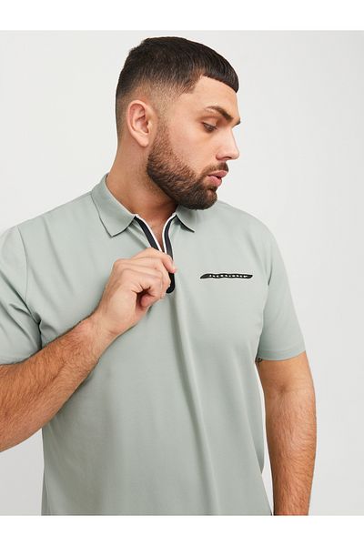 Jack & Jones Ανδρικό μπλουζάκι γκρι μεγάλου μεγέθους - Jack Jones Jcofusıon Pıque SS PLs 12278562 -05
