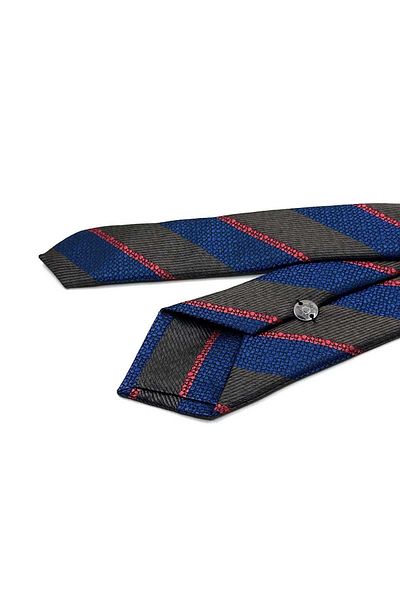 Kravatkolik Coffee - Navy Blue Line Pattern Slim Tie Sk8030