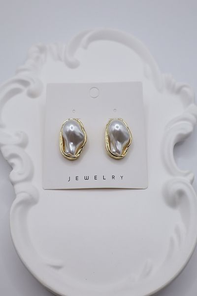 DEMOKAN Women's Earrings Imported Zircon Baroque Water Pearl Non Tarnish Earrings