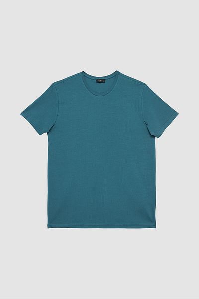 Tudors Ανδρικό μπλουζάκι Slim Fit Slim Fit Βαμβακερή απαλή υφή ελαστικό ύφασμα Απλό Basic Navy Blue Crew T-shirt