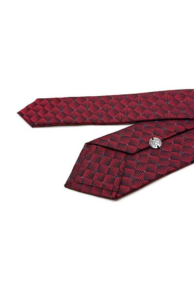 Kravatkolik Red Square Pattern Slim Tie Sk7996