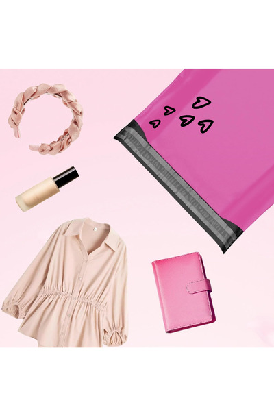 Dekals 5 Adet 17x30(+5cm Kapak) Minik Boy Fuşya Kendinden Yapışkanlı Hediye Poşeti Kargo Poşeti