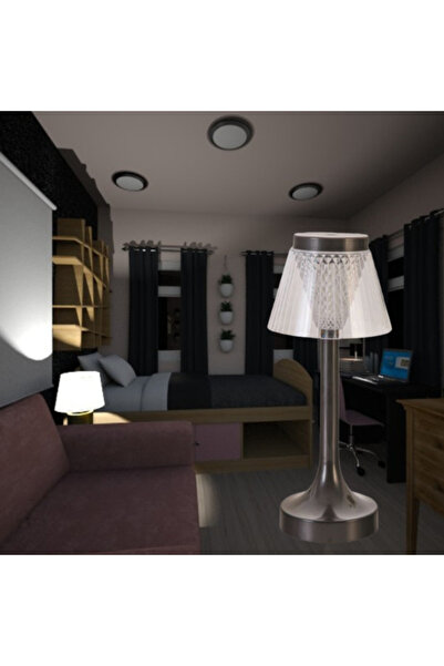 YORUMENERJİ Selanik 3 Işık Siyah Renk Dokunmatik USB Şarjlı Dim Edilebilir Ma...