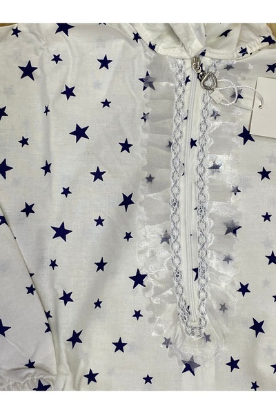 skycott Pratik Fermuarlı Kız Çocuk Namaz Elbisesi Lacivert Yıldız Baskılı Seccade Ve Çantalı Takım 882