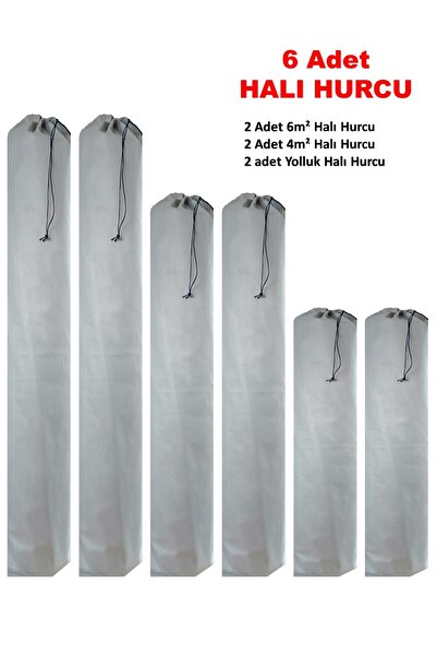 SERİA HALI - 6 Adet Halı Hurcu - Halı Ambalajı- Gri Tela Kumaş - Bağcıklı Hal...