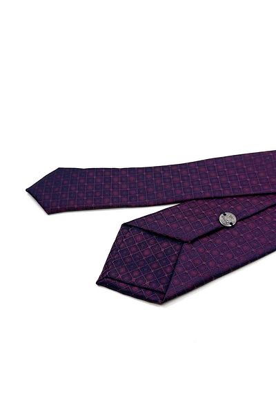 Kravatkolik Burgundy Square Pattern Slim Tie Sk7975