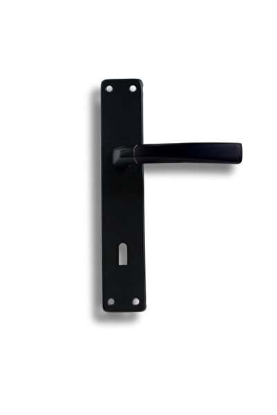 bersayapı Badem Aynalı Elisa Oda Kapı Kolu ve Sesiz Gömme Kilit Siyah 1 Kapılık Takım Siyag Kapı Kilidi 40mm