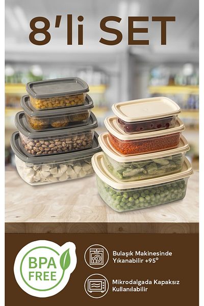 Nesto Home Easy Box Set of 8 - Multi-Purpose Storage Container, 2X1220 2X750 2X430 2X225 ml