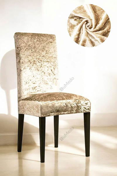 Bumedo غطاء كرسي مخملي من الحرير الأصفر - غطاء مطاطي من الليكرا