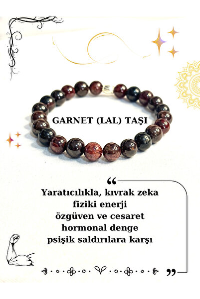 kuartz Garnet (LAL) Taşı Bileklik Sertifikalıı Doğal Taş.