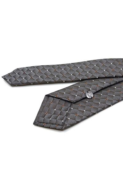 Kravatkolik Gray Square Pattern Slim Tie Sk7991