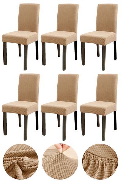 Bumedo Bamboo Nano Fabric Lycra lavabil 6 piese Huse pentru scaune Huse pentru scaune din cauciuc (6 buc.) - a.maro