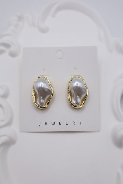 DEMOKAN Women's Earrings Imported Zircon Baroque Water Pearl Non Tarnish Earrings