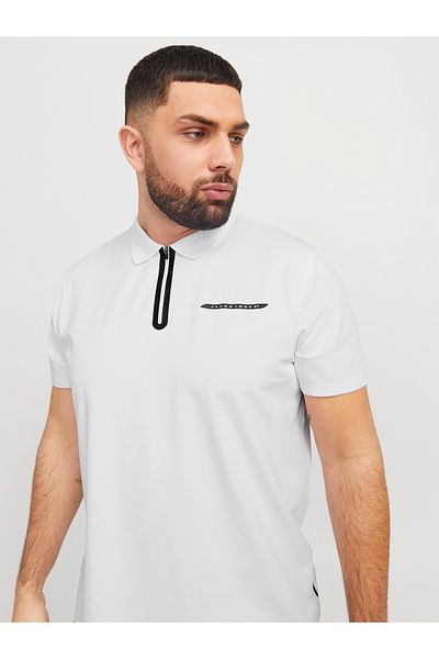 Jack & Jones Jack Jones Men's White Plus Size Polo T-Shirt - Jcofusion Pıque Ss Pls 12278562 -01