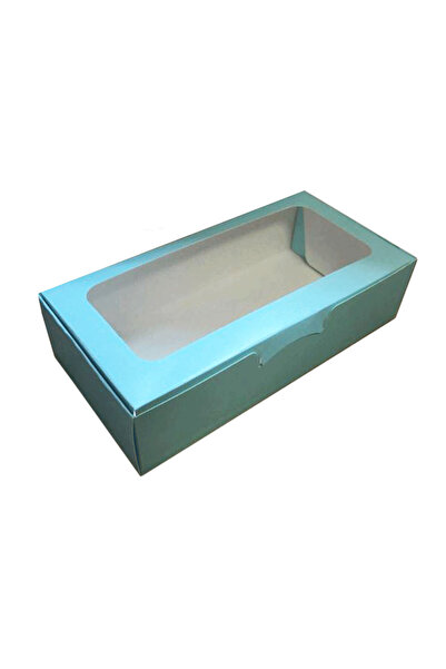 Eminonutoptanci Pencereli Karton Kutu Düz Renk 20X10X5 CM (10 Adet) Mavi