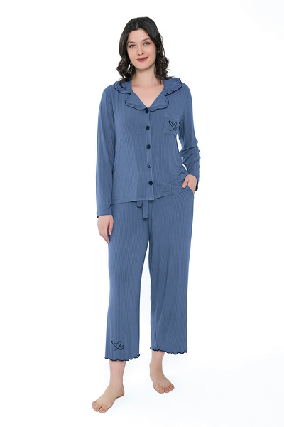 Cotpark Ženska Viskoza Pamučni džersej tkanina Na dugmad sprijeda dugi rukav ...